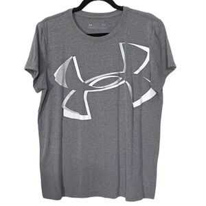 Under Armour HeatGear Loose Fit Logo TShirt Gray Silver
